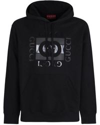 Gucci - Hoodies & Sweatvesten ,Zwart ,Katoen Katoenen Sweatshirt Met Gg Incrocio-Print - Lyst