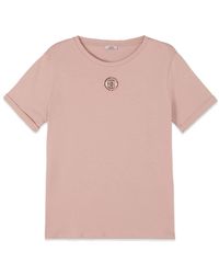 Oltre - T-Shirt Met Intarsia En Kristallen - Lyst