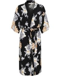 Cream - Kleedjes ,Zwart ,Grijze En Stoffige Roze Bloemen Kimono - Lyst