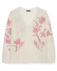 FIORELLA RUBINO - Gebreide Top Met Openwork En Bloemenprint - Lyst