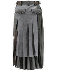 Sacai - Suiting X Nylon Twill Rok - Lyst