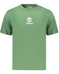 Timberland - Tops ,Groen ,Katoen T-Shirt Met Korte Mouwen En Klein Logo - Lyst