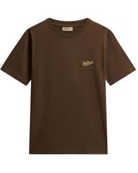 Woolrich - Tops ,Bruin ,Katoen Cotton Graphic T-Shirt - Lyst