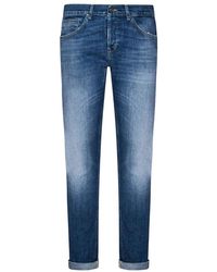 Dondup - Blaue skinny-fit jeans mit logo-plakette - Lyst