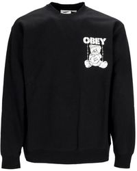 Obey - Premium Crew Fleece Sweatshirt Zwart - Lyst