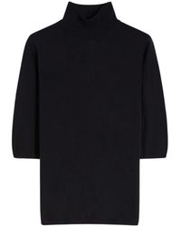 Max Mara - Truien & Vesten ,Blauw ,Wol Polo-Neck Trui Van Wol Met Rechte Tricotsteek - Lyst