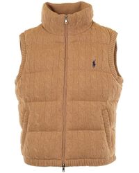Polo Ralph Lauren - Braune Mäntel Sweater Puffer Weste - Lyst