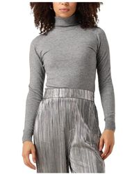 Object - Truien & Vesten ,Grijs ,Polyester Objthess L/S Rollneck Knit Pullover - Lyst