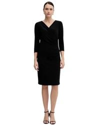 Joseph Ribkoff - V-Hals Jurk Met Ruches Midi - Lyst