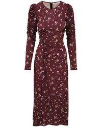Mar De Margaritas - Kleedjes ,Rood ,Midi Jurk Met Zijplooien En Kleine Knoopjes - Lyst