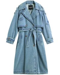 Desigual - Jassen ,Blauw ,Katoen Chaq Gresil Trenchcoat - Lyst