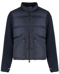 Moncler - Jassen ,Blauw ,Polyester Gewatteerd Vest Met Rits - Lyst