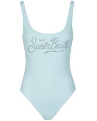 MC2 Saint Barth - Badmode ,Blauw ,Badpak Met Voorprint En Logodetail - Lyst