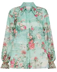 CAMILLA - Seidenbluse mit gebogenem kragen und kristallverzierung - Lyst