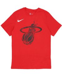 Nike - Fitness ,Rood ,Katoen Miami Heat City Edition Logo Tee - Lyst
