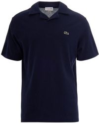 Lacoste - Tops ,Blauw ,Katoen Klassiek Model Polo Van Katoen-Linnen - Lyst