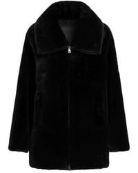 Blancha - Jassen ,Zwart ,Leer Shearling Jack Met Ritssluiting - Lyst