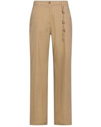 Seventy - Broeken ,Bruin ,Katoen Straight Leg Linnen Katoen Stretch Broek - Lyst