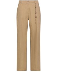 Seventy - Broeken ,Bruin ,Katoen Straight Leg Linnen Katoen Stretch Broek - Lyst