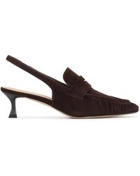 Kazar - Bruine Suède Pumps Met Decoratieve Stiksels - Lyst