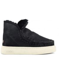 Mou - Zwarte Sneakers Van Omgekeerd Schapenvacht En Leer - Lyst