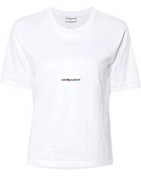 Saint Laurent - Boyfriend T-Shirt With Logo - Lyst