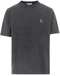 Maison Kitsuné - Katoenen T-Shirt Met Geborduurd Vos Logo - Lyst