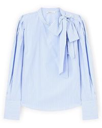 mötivi - Overhemden ,Blauw ,Katoen Katoenen Poplin Blouse Met Strik - Lyst