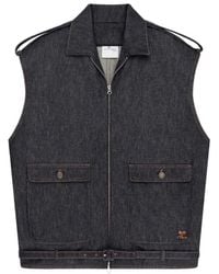 Courreges - Jassen ,Blauw ,Denim Mouwloze Denim Bomber - Lyst