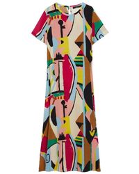 Weekend by Maxmara - Orchis Pattern Sleeve MIDI Robe Taille: 12, Col: - Lyst