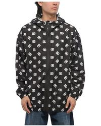 Dolce & Gabbana - Jassen ,Zwart ,Nylon Logo Print Windbreaker Jacket - Lyst