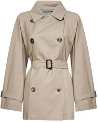 Max Mara - Jassen ,Katoen Cropped Waterafstotende Trenchcoat Van Twill - Lyst