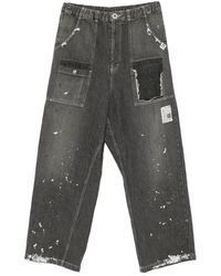 Maison Mihara Yasuhiro - Jeans ,Grijs ,Katoen Stripe Patchwork Jeans - Lyst
