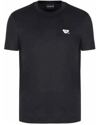 Armani - Tops ,Zwart ,Katoen Essentials T-Shirt Met Emoji-Patch - Lyst