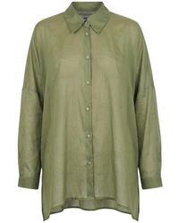 Niu - Overhemden ,Groen ,Katoen Camicia Rettangolo - Lyst