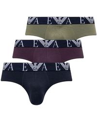 Emporio Armani - Blaue baumwollbrief unterwäsche - Lyst