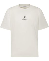 Premiata - Tops ,Wit ,Katoen Katoenen T-Shirt Met Bonded Details - Lyst