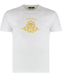 Versace - Tops ,Wit ,Katoen Gedrukt Slim-Fit T-Shirt Van Katoenjersey - Lyst