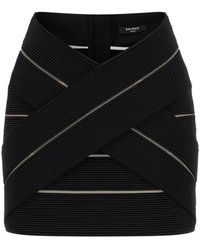Balmain - Rokken ,Zwart ,Stretch Viscose Mini Rok - Lyst