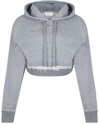 McQueen - Hoodies & Sweatvesten ,Grijs ,Lichtgrijze Logo Geborduurde Hoodie - Lyst