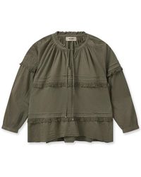 Mos Mosh - Voile stickerei bluse dusty olive - Lyst