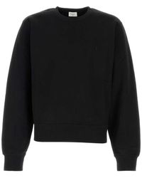 Saint Laurent - Hoodies & Sweatvesten ,Zwart ,Katoen Cotton Logo Sweatshirt - Lyst