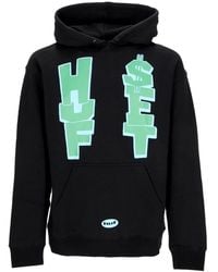 Huf - Hoodies & Sweatvesten ,Zwart ,Katoen Zwarte Hoodie Met Lange Mouwen En Kangoeroezak - Lyst