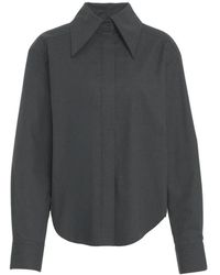 Birgitte Herskind - Overhemden ,Groen ,Grijze Shirt Met Brede Kraag - Lyst