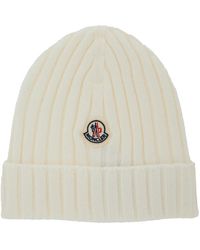 Moncler - Gerippte Mütze Mit Logo-Patch - Lyst