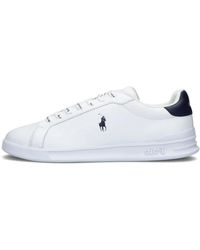 Polo Ralph Lauren - Witte Lage Sneakers Met Zwarte Accenten - Lyst