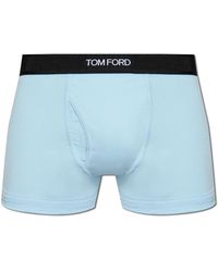 Tom Ford - Ondergoed ,Blauw ,Katoen Logo Jacquard Stretch Boxer Briefs - Lyst