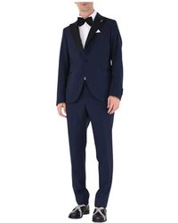 Paoloni - Kostuums ,Blauw ,Wol Single Breasted Suits - Lyst