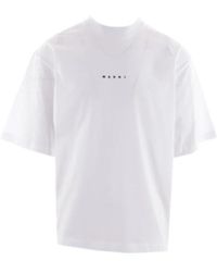 Marni - T-shirt bianca con stampa logo in cotone - Lyst