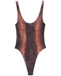 Jean Paul Gaultier - Badmode ,Bruin ,Printed Python Swimsuit - Lyst